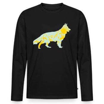 White Shepherd Dog Mountains Outdoor - Men's Premium Organic Long Sleeve Shirt - black - Front - Nico (187cm)