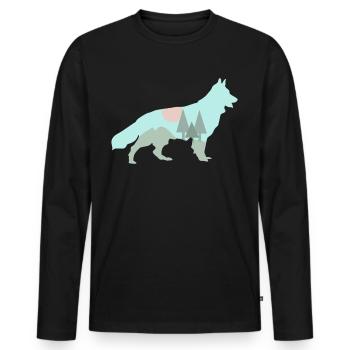 White Shepherd Dog Forest Outdoor - Men's Premium Organic Long Sleeve Shirt - black - Front - Nico (187cm)