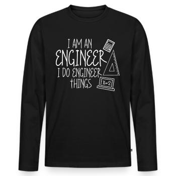 Engineer Joke Mechanical Engineering - Men's Premium Organic Long Sleeve Shirt - black - Front - Nico (187cm)