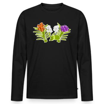 Orchidée Orchidées Fleurs - T-shirt manches longues Premium bio Homme - noir - Devant - Nico (187cm)