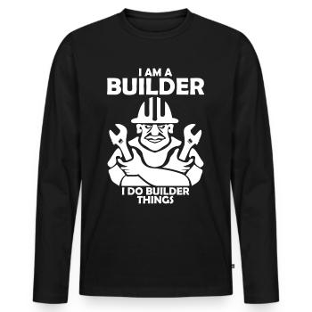 Roadbuilder Roadmaker Road Keeper - Men's Premium Organic Long Sleeve Shirt - black - Front - Nico (187cm)