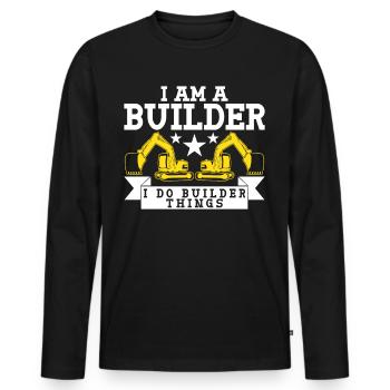 Roadbuilder Builder Road Keeper - Men's Premium Organic Long Sleeve Shirt - black - Front - Nico (187cm)