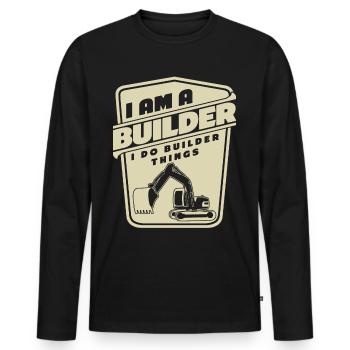 Roadbuilder Roadmaker Road Keeper - Men's Premium Organic Long Sleeve Shirt - black - Front - Nico (187cm)