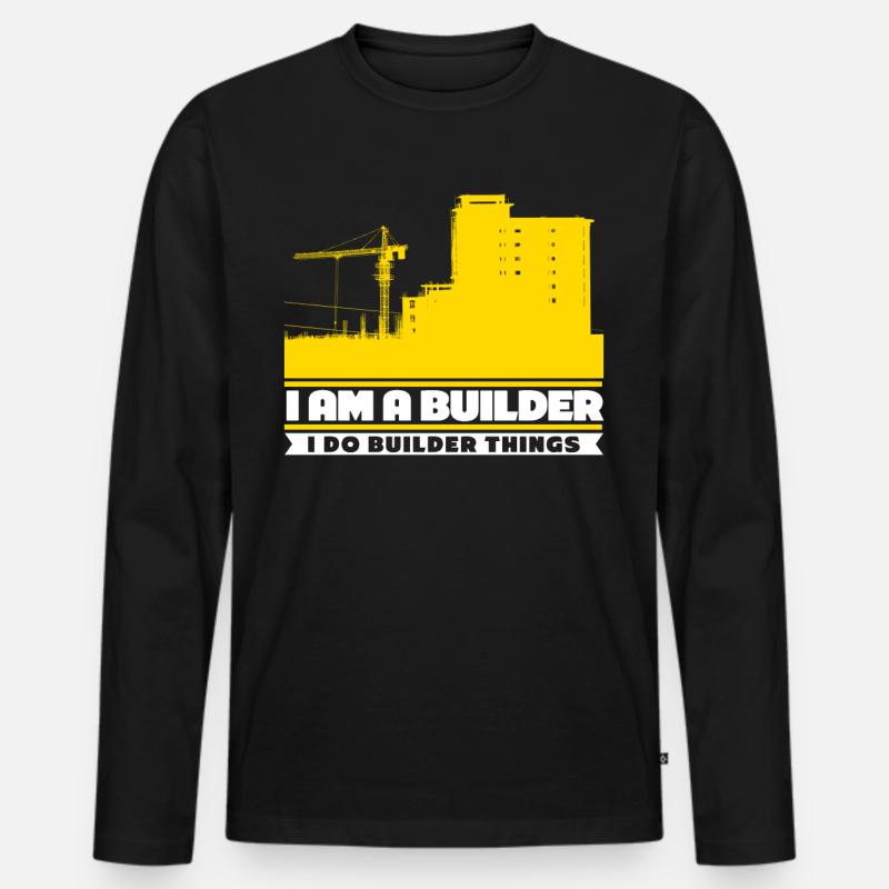 Builder Construction Site - Männer Premium Bio Langarmshirt - Schwarz