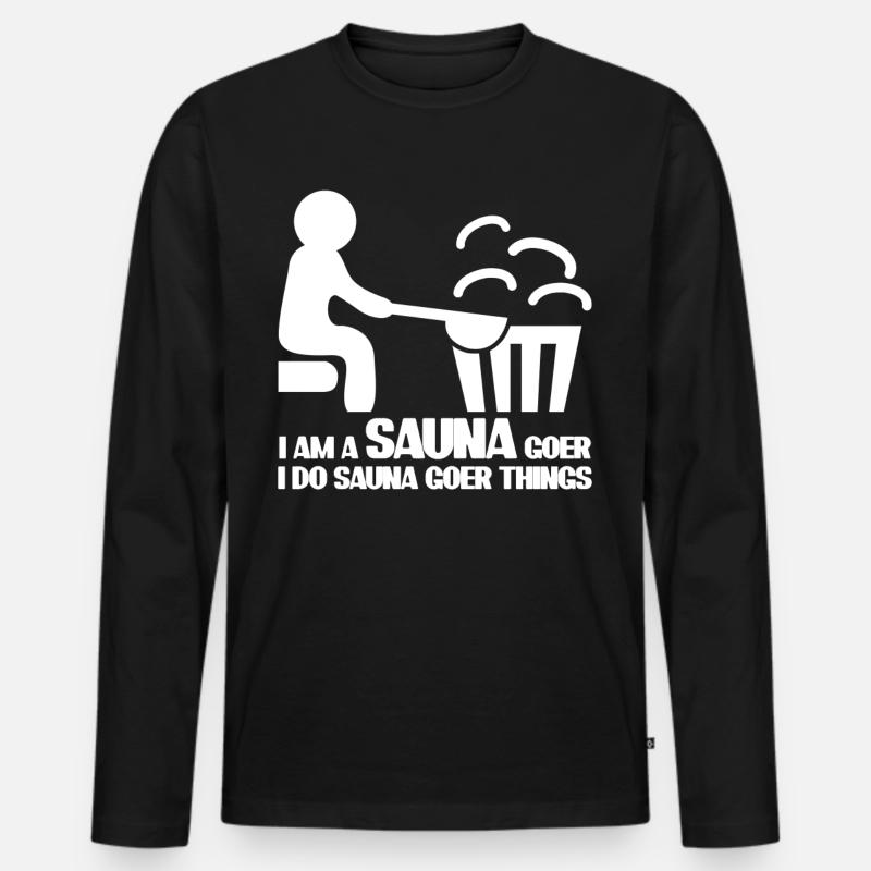 Sauna Spa Wellness - Männer Premium Bio Langarmshirt - Schwarz