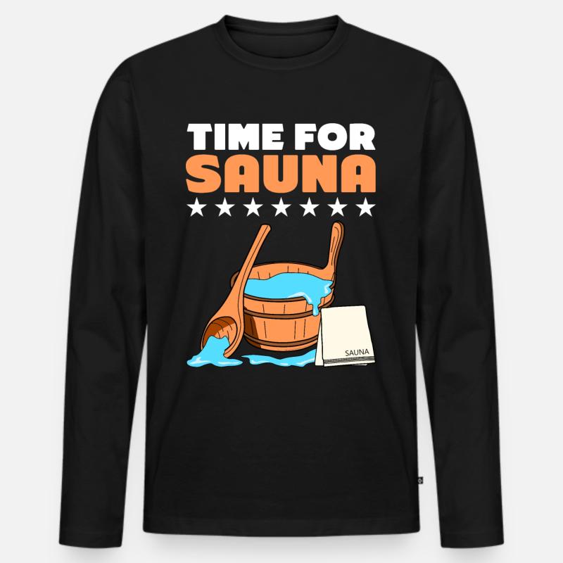 Sauna Wellness Spa - Männer Premium Bio Langarmshirt - Schwarz