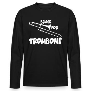 Trombone Brass Music Trombonist - Men's Premium Organic Long Sleeve Shirt - black - Front - Nico (187cm)