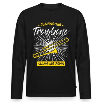 Brass Music Trombonist Trombone - Men's Premium Organic Long Sleeve Shirt - black - Front - Nico (187cm)