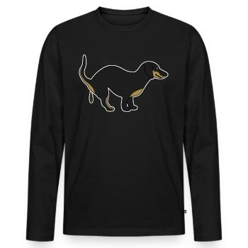 Caca Chiens Caca Chien Caca Teckel - T-shirt manches longues Premium bio Homme - noir - Devant - Nico (187cm)