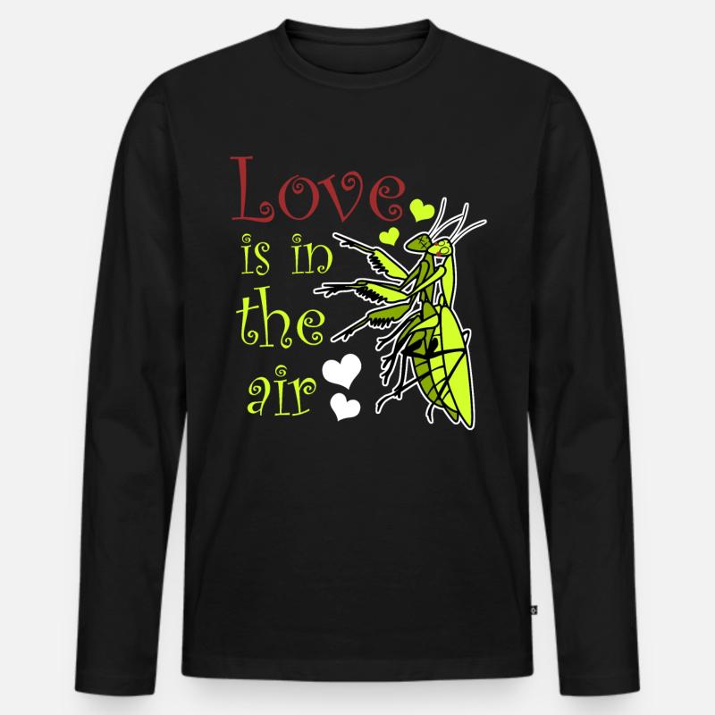 Praying Mantis Love - Männer Premium Bio Langarmshirt - Schwarz