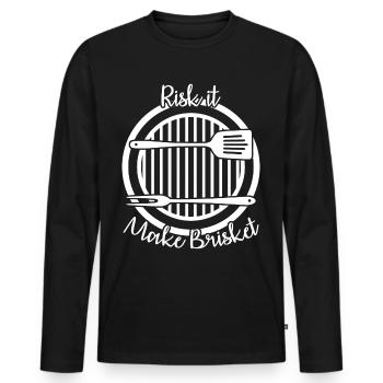 BBQ Barbecue Poitrine de bœuf Steak - T-shirt manches longues Premium bio Homme - noir - Devant - Nico (187cm)