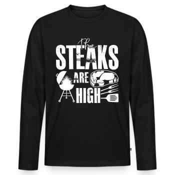 Barbecue Steaks BBQ Cuire Viande - T-shirt manches longues Premium bio Homme - noir - Devant - Nico (187cm)