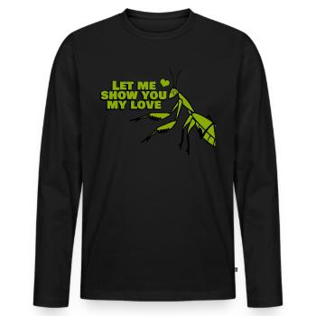 Praying Mantis Love Joke - Men's Premium Organic Long Sleeve Shirt - black - Front - Nico (187cm)