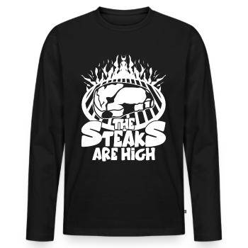 Barbecue Steak BBQ Cuire Viande - T-shirt manches longues Premium bio Homme - noir - Devant - Nico (187cm)