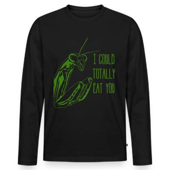 Praying Mantis Joke - Männer Premium Bio Langarmshirt - Schwarz - Vorne - Nico (187cm)