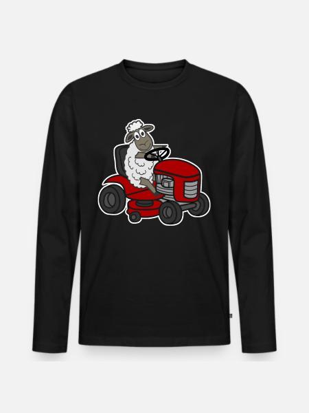 Sheep Lawn Mower Shepherd - Men's Premium Organic Long Sleeve Shirt - black