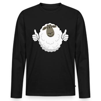 Thumbs up Sheep - Männer Premium Bio Langarmshirt - Schwarz - Vorne - Nico (187cm)