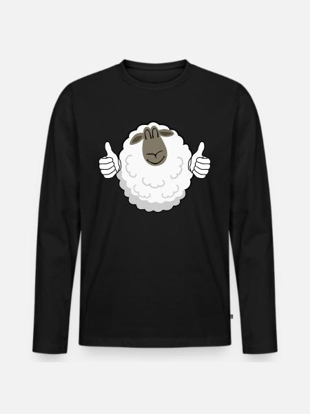 Thumbs up Sheep - Men's Premium Organic Long Sleeve Shirt - black