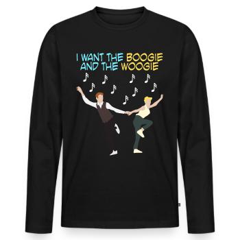 Boogie Woogie Swing Music Dancing - Men's Premium Organic Long Sleeve Shirt - black - Front - Nico (187cm)