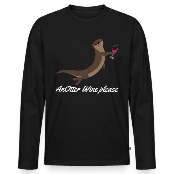 Otter with Wine Otters - Männer Premium Bio Langarmshirt - Schwarz - Vorne - Nico (187cm)