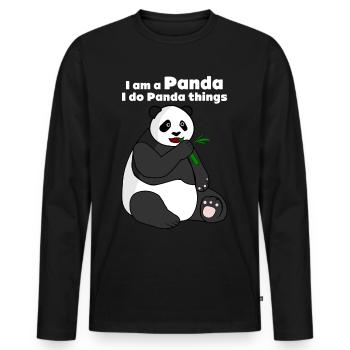 Giant Panda with Bamboo Panda Bear - Men's Premium Organic Long Sleeve Shirt - black - Front - Nico (187cm)