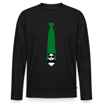 Giant Panda Tie Panda Bear - Men's Premium Organic Long Sleeve Shirt - black - Front - Nico (187cm)