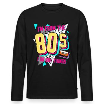 80s Retro Disco 1980 - Men's Premium Organic Long Sleeve Shirt - black - Front - Nico (187cm)