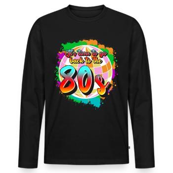 Retro 1980 80s Disco - Men's Premium Organic Long Sleeve Shirt - black - Front - Nico (187cm)