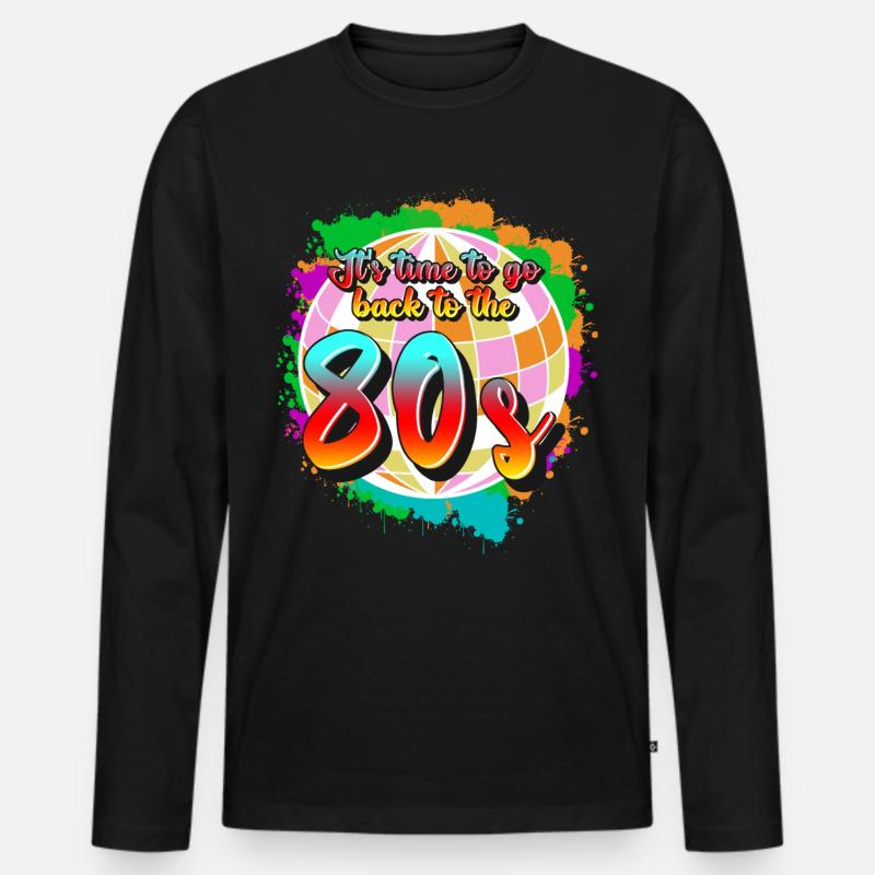 Retro 1980 80s Disco - Männer Premium Bio Langarmshirt - Schwarz