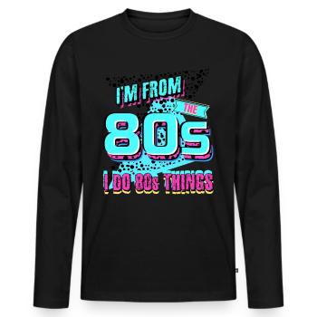 80s Party 1980 - Men's Premium Organic Long Sleeve Shirt - black - Front - Nico (187cm)