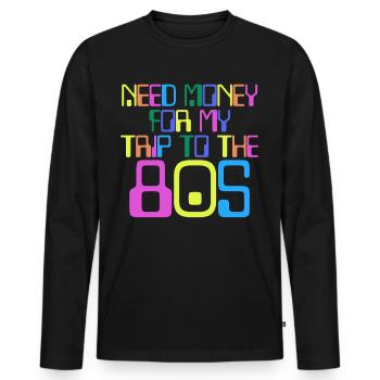 80s Music Tape Disco 1980's Vintage - Men's Premium Organic Long Sleeve Shirt - black - Front - Nico (187cm)