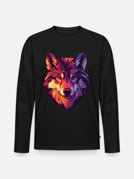 Blomster Ulv Vintage blomster Ulv Ansigt til ulve - Premium økologisk langærmet T-shirt til mænd - sort