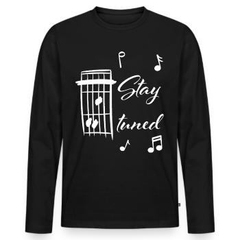 STAY TUNED - Guitar Guitarist Chord Music Sheet Music - Men's Premium Organic Long Sleeve Shirt - black - Front - Nico (187cm)