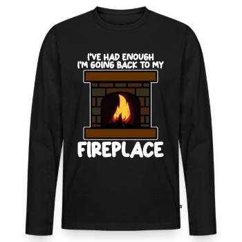 Fireplace Oven Firewood Stove - Men's Premium Organic Long Sleeve Shirt - black - Front - Nico (187cm)