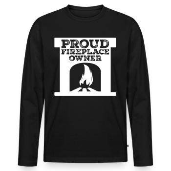 Cheminée au four Bois de chauffage - T-shirt manches longues Premium bio Homme - noir - Devant - Nico (187cm)