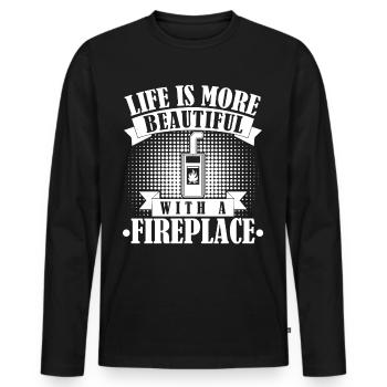 Cheminée Four Joke Bois de chauffage - T-shirt manches longues Premium bio Homme - noir - Devant - Nico (187cm)