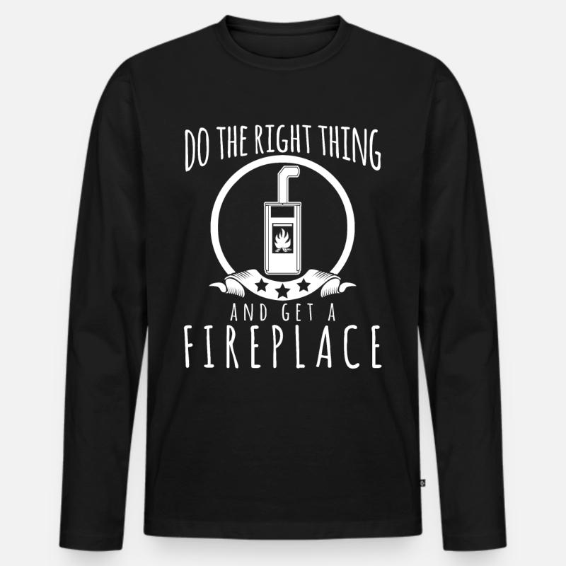 Fireplace - Männer Premium Bio Langarmshirt - Schwarz