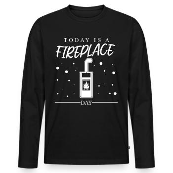 Cheminée Bois de chauffage - T-shirt manches longues Premium bio Homme - noir - Devant - Nico (187cm)