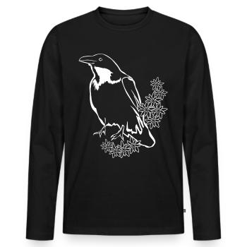 Corbeau Corbeau Arbre Corbeaux Corbeaux - T-shirt manches longues Premium bio Homme - noir - Devant - Nico (187cm)