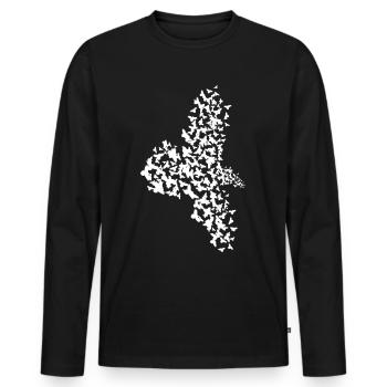 Corbeau Corbeau Arbre Corbeaux Corbeaux volants - T-shirt manches longues Premium bio Homme - noir - Devant - Nico (187cm)