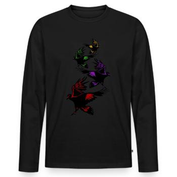 Corbeaux Corbeau Arbre Corbeaux Corbeaux volants - T-shirt manches longues Premium bio Homme - noir - Devant - Nico (187cm)