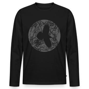 Corbeau Corbeau Corbeaux Corbeaux Lune Corbeaux - T-shirt manches longues Premium bio Homme - noir - Devant - Nico (187cm)