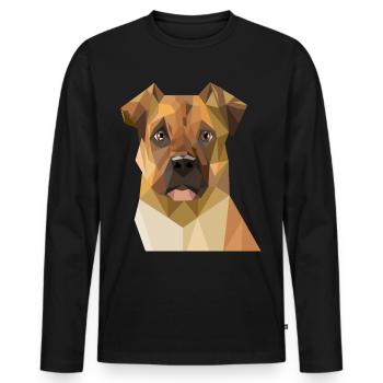 Geometric Boxer Dog Art - Men's Premium Organic Long Sleeve Shirt - black - Front - Nico (187cm)