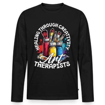 Healing Through Creativity, Art Therapist - Men's Premium Organic Long Sleeve Shirt - black - Front - Nico (187cm)