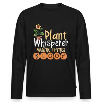 Plant whisperer who makes things bloom, - Men's Premium Organic Long Sleeve Shirt - black - Front - Nico (187cm)