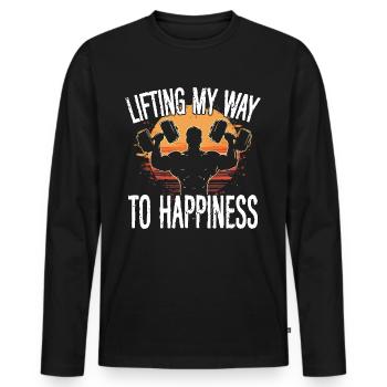 Lift My Way to Happiness Fitness Gym - T-shirt manches longues Premium bio Homme - noir - Devant - Nico (187cm)