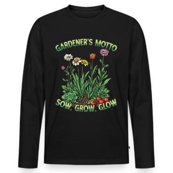 Gärtnermotto Säen Wachsen Leuchten Naturliebhaber - Männer Premium Bio Langarmshirt - Schwarz - Vorne - Nico (187cm)