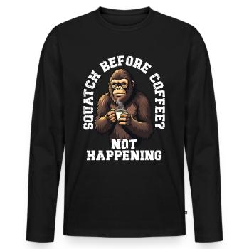 Squatch avant le café n’arrive pas drôle - T-shirt manches longues Premium bio Homme - noir - Devant - Nico (187cm)