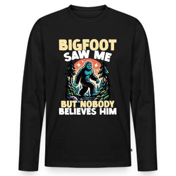 Drôle de Bigfoot m’a vu, mais personne - T-shirt manches longues Premium bio Homme - noir - Devant - Nico (187cm)