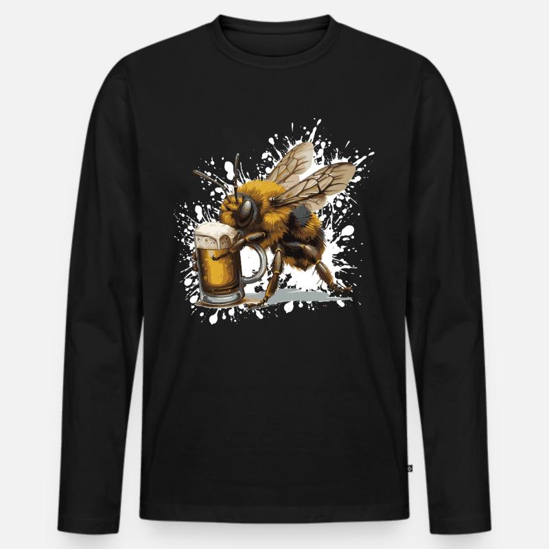 Biene Bier Lustig - Männer Premium Bio Langarmshirt - Schwarz